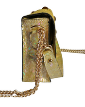Carica l&#39;immagine nel visualizzatore di Gallery, borsetta in pelle con metallo oro giallo side
